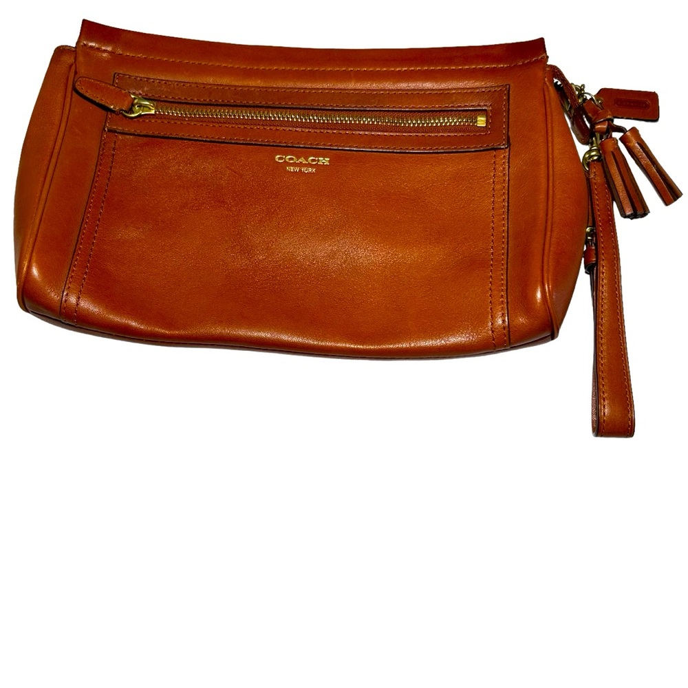 Coach Legacy Leather Large Clutch Tassel Zip Wristlet